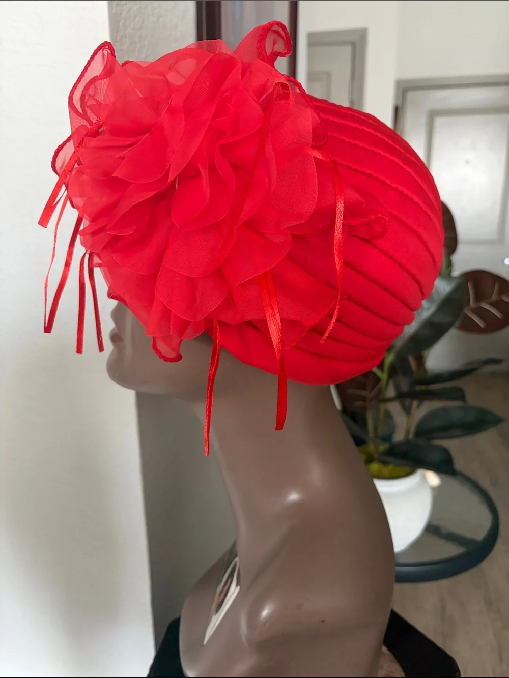 Women’s Red Floral Turban Headwrap